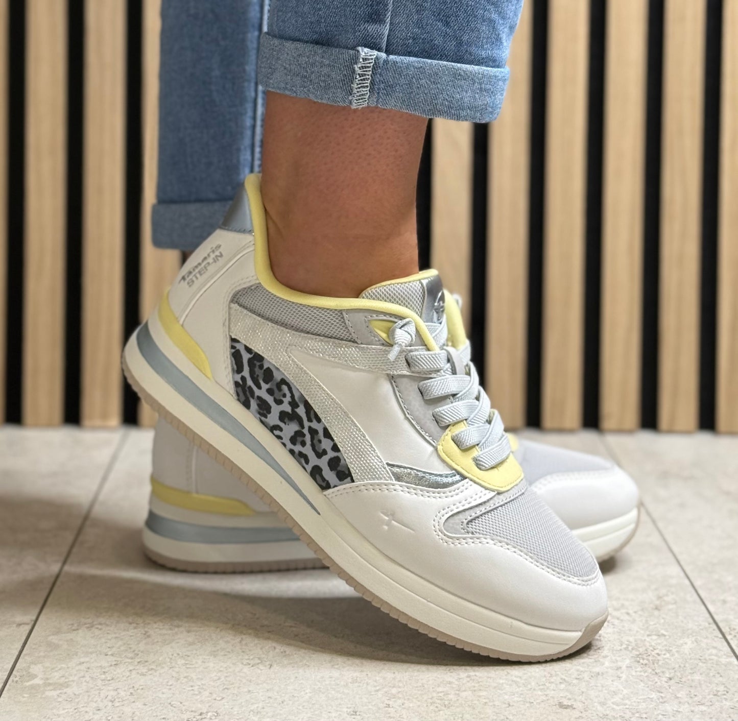 Tamaris Comfort - White/Blue Combo 'Step In' Trainer