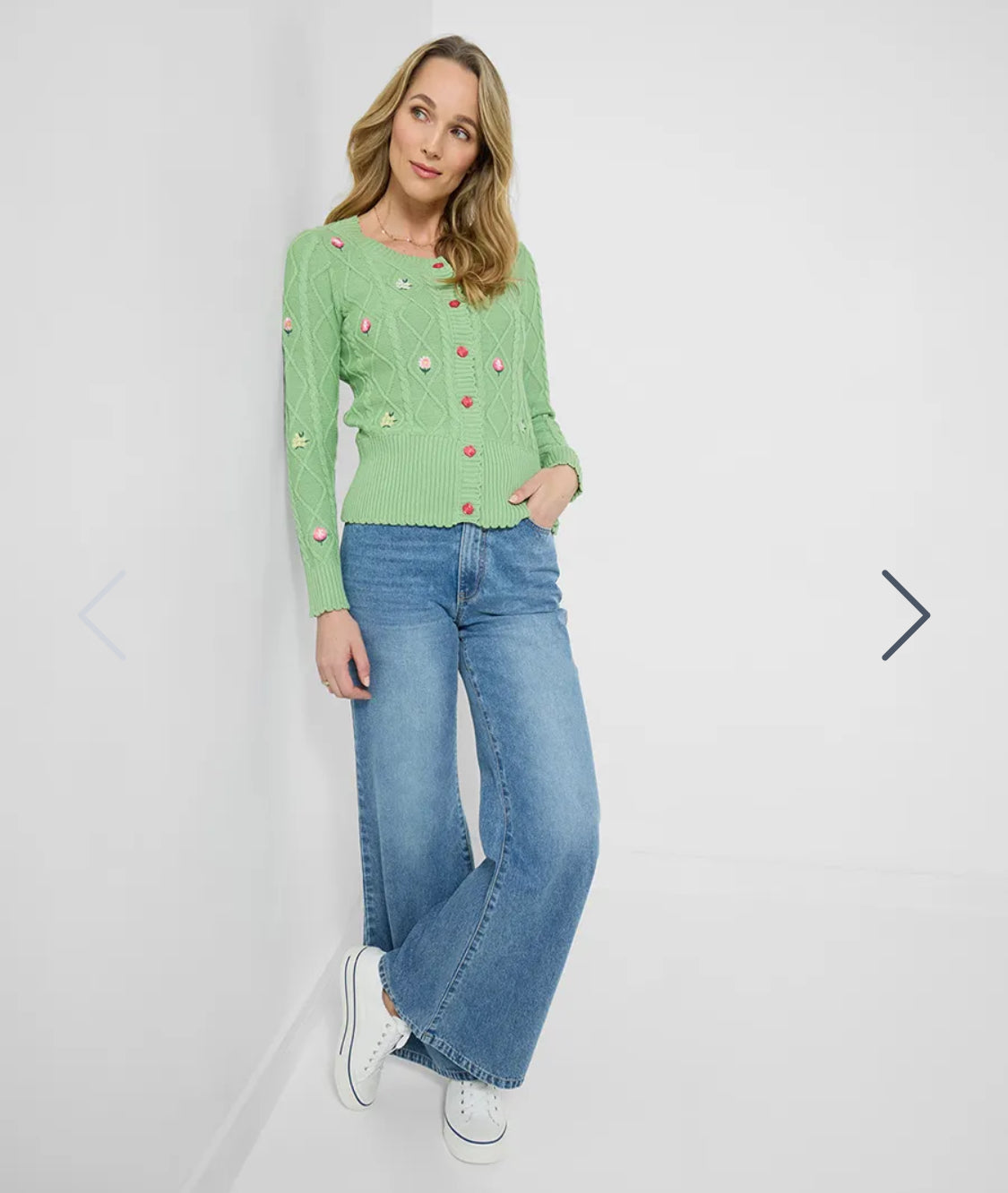 Joe Browns - ‘Penny’ Embroidered Floral Cable Knit Cardigan