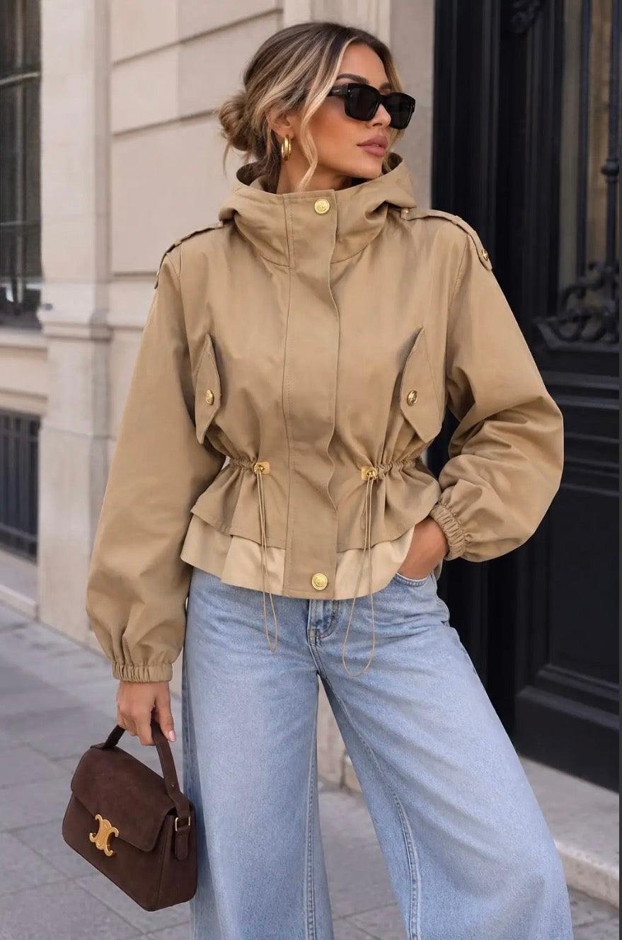 Taupe Hooded Safari Jacket