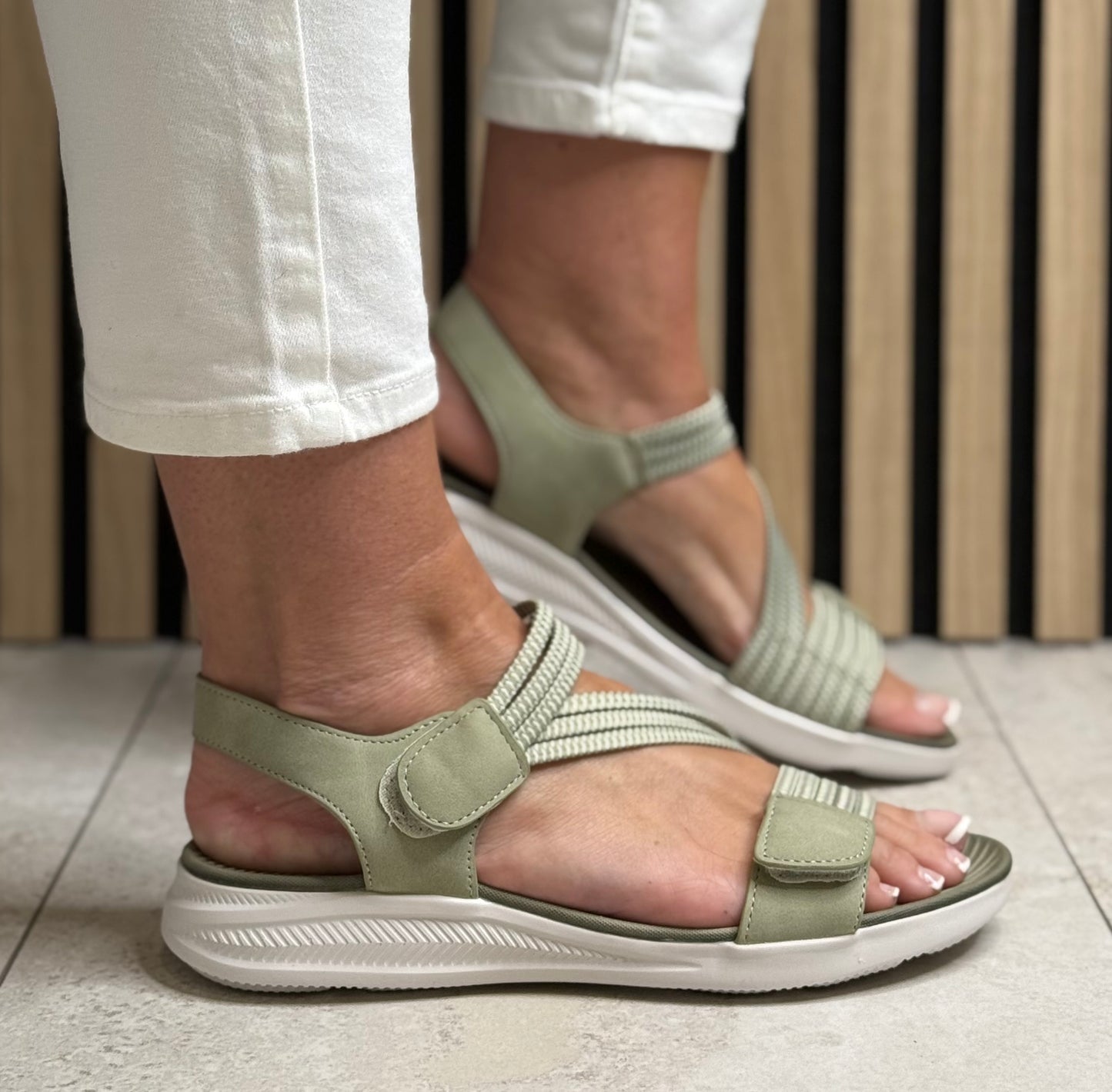 Redz - 'Florrie' Khaki Velcro Strap Sandal