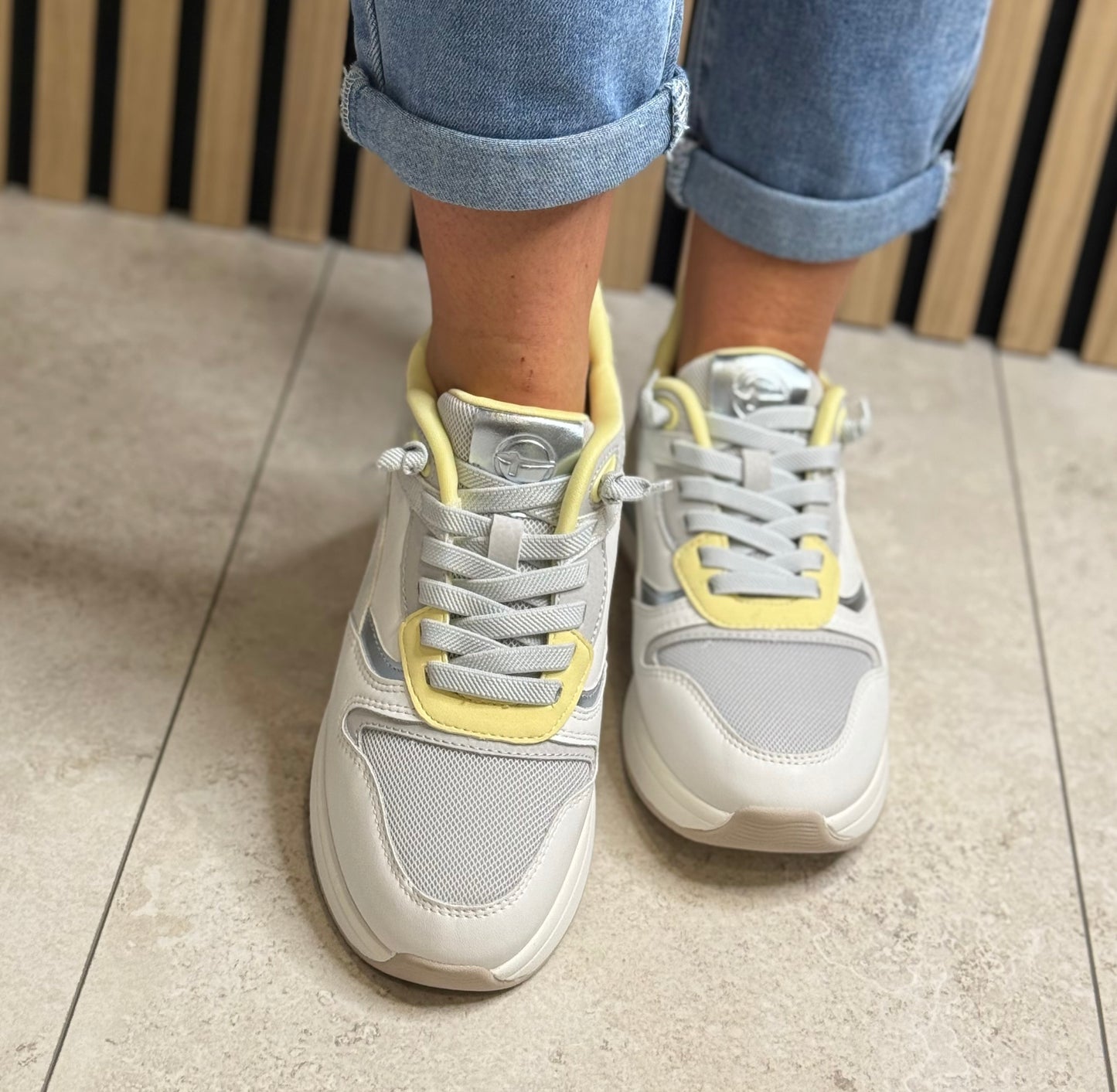 Tamaris Comfort - White/Blue Combo 'Step In' Trainer