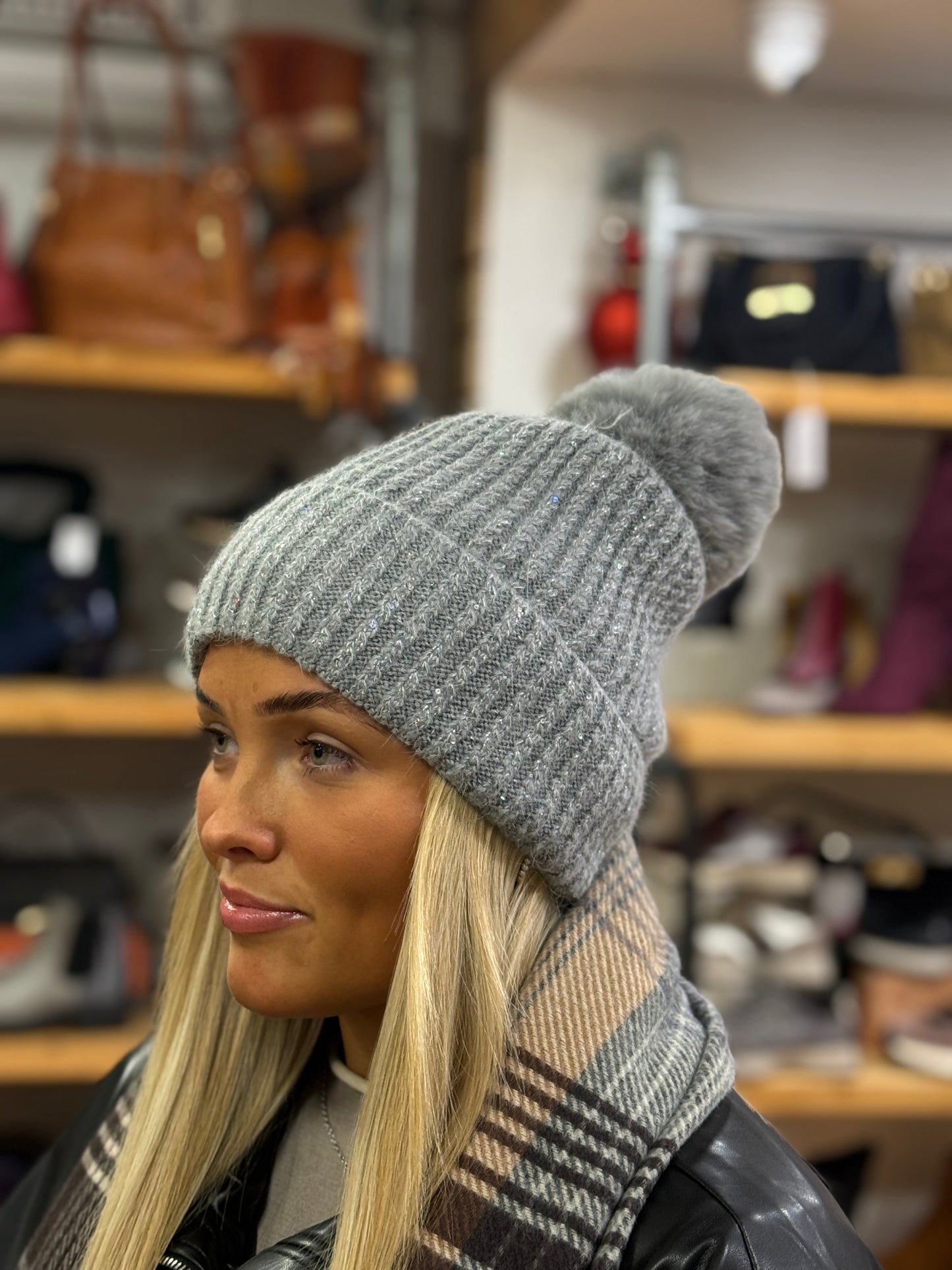 hannah k - Light Grey Beanie Hat