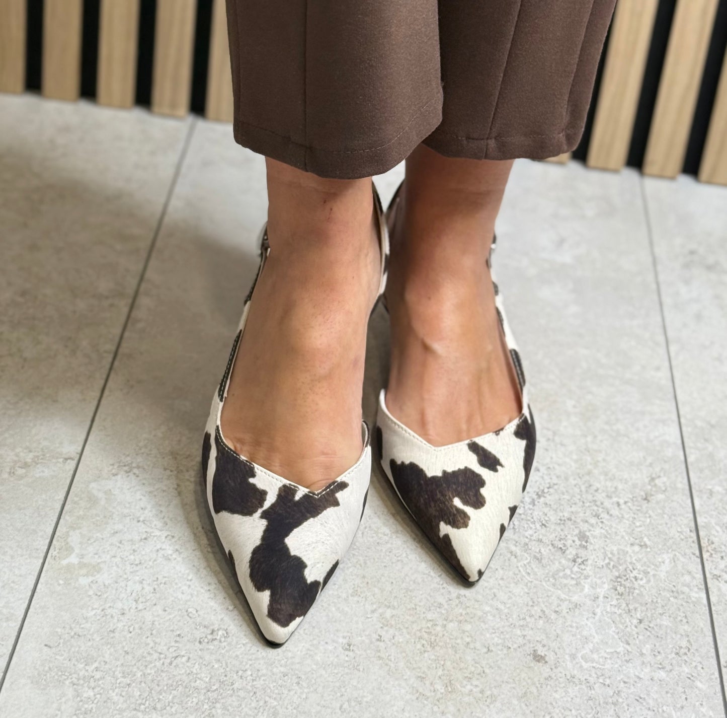 Tamaris - Cow Print Kitten Heel Slingback