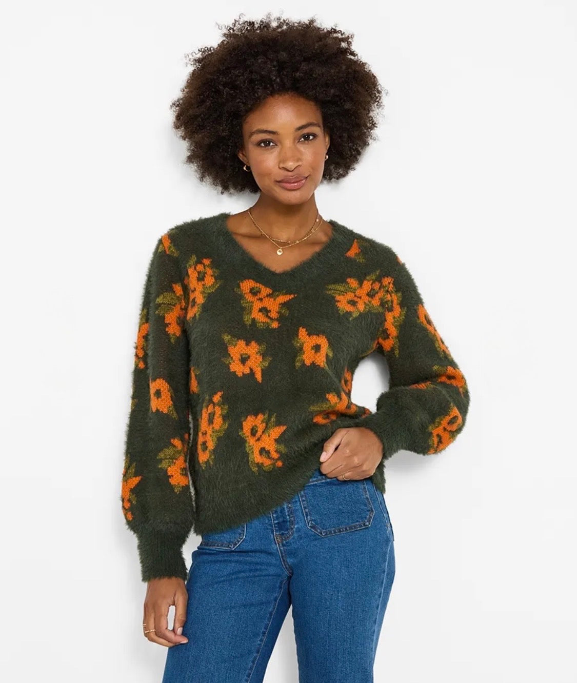 Joe Browns - Autumn Florals Fluffy V Neck Jumper