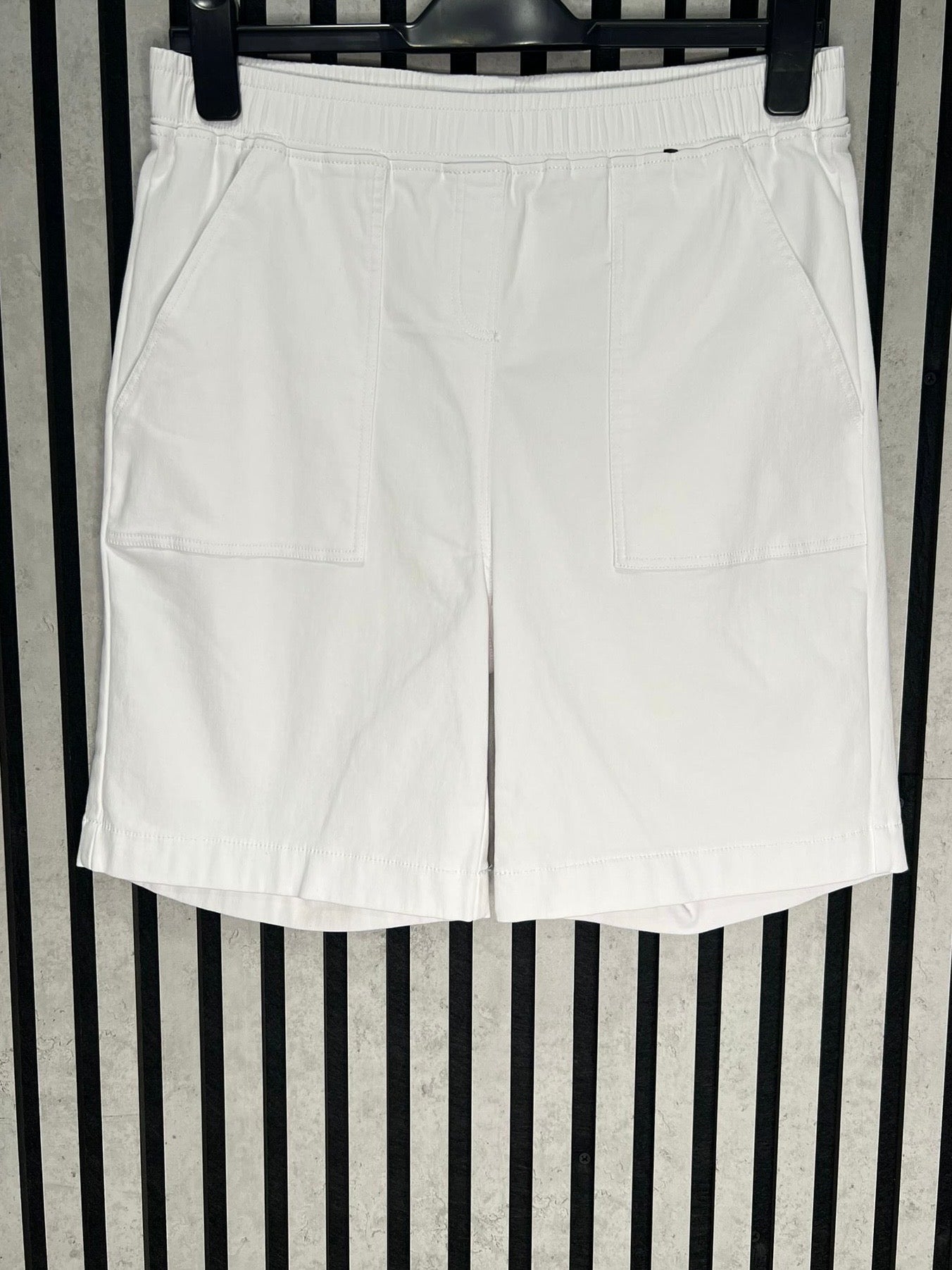 White Cotton Washed Stretch Short