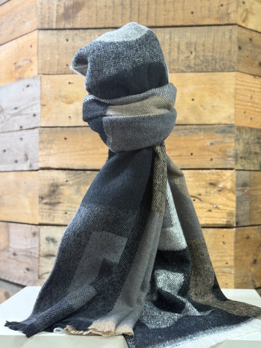 hannah k - Grey Mix Detailed Scarf