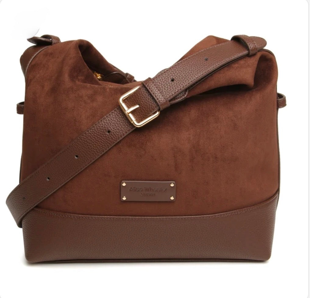 Alice Wheeler - Kensington Chocolate Suede Large Crossbody
