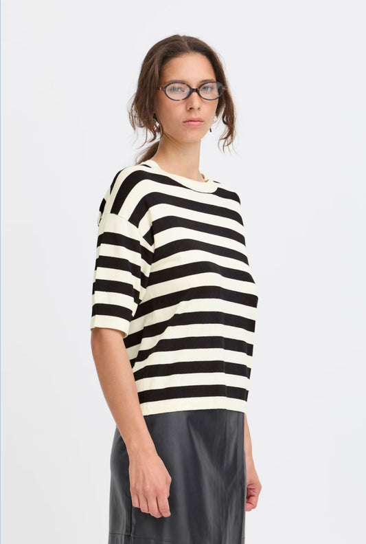 b.young - Black/White Stripe Knit