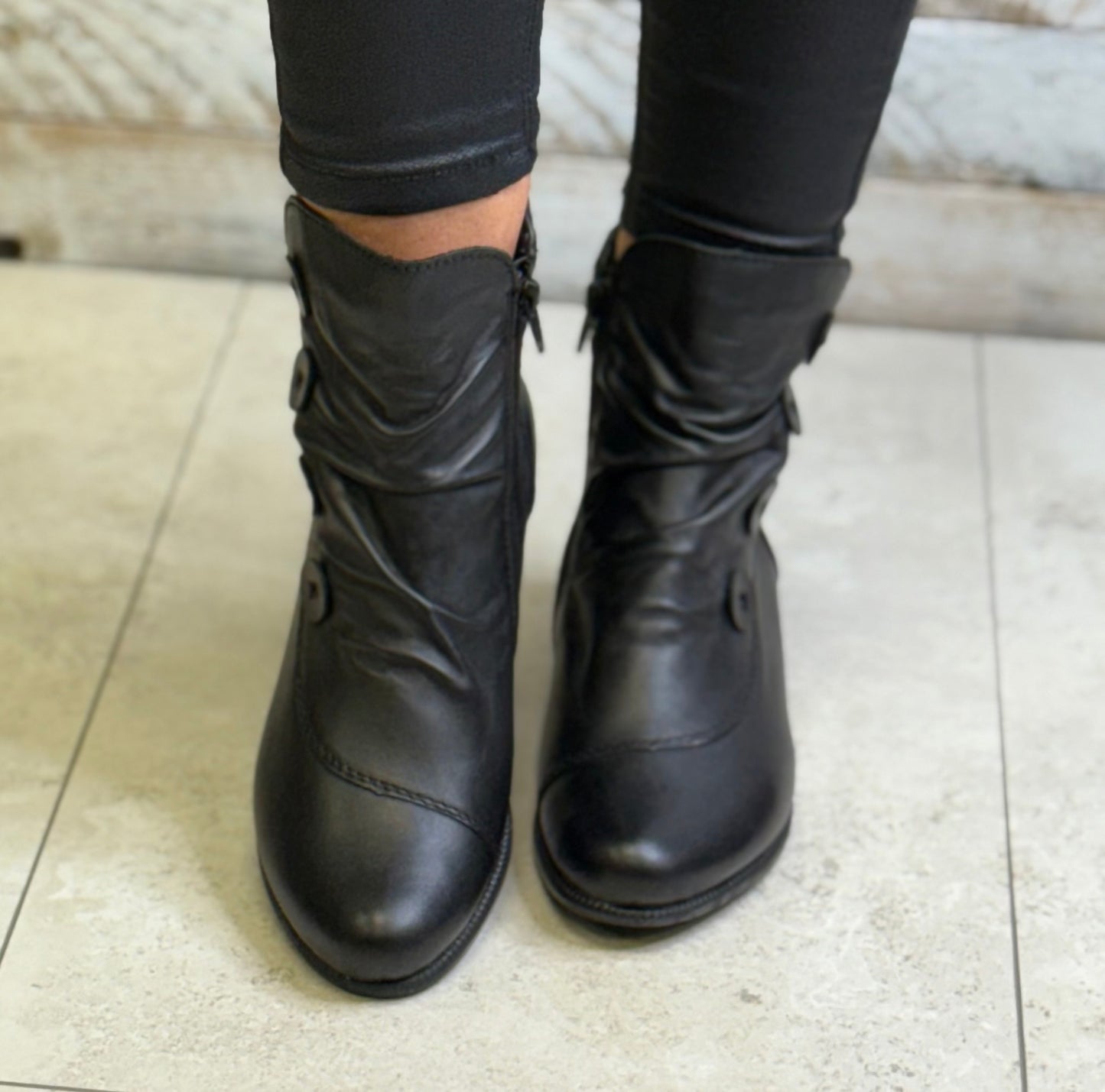 Rieker - Black Lined Leather Boot