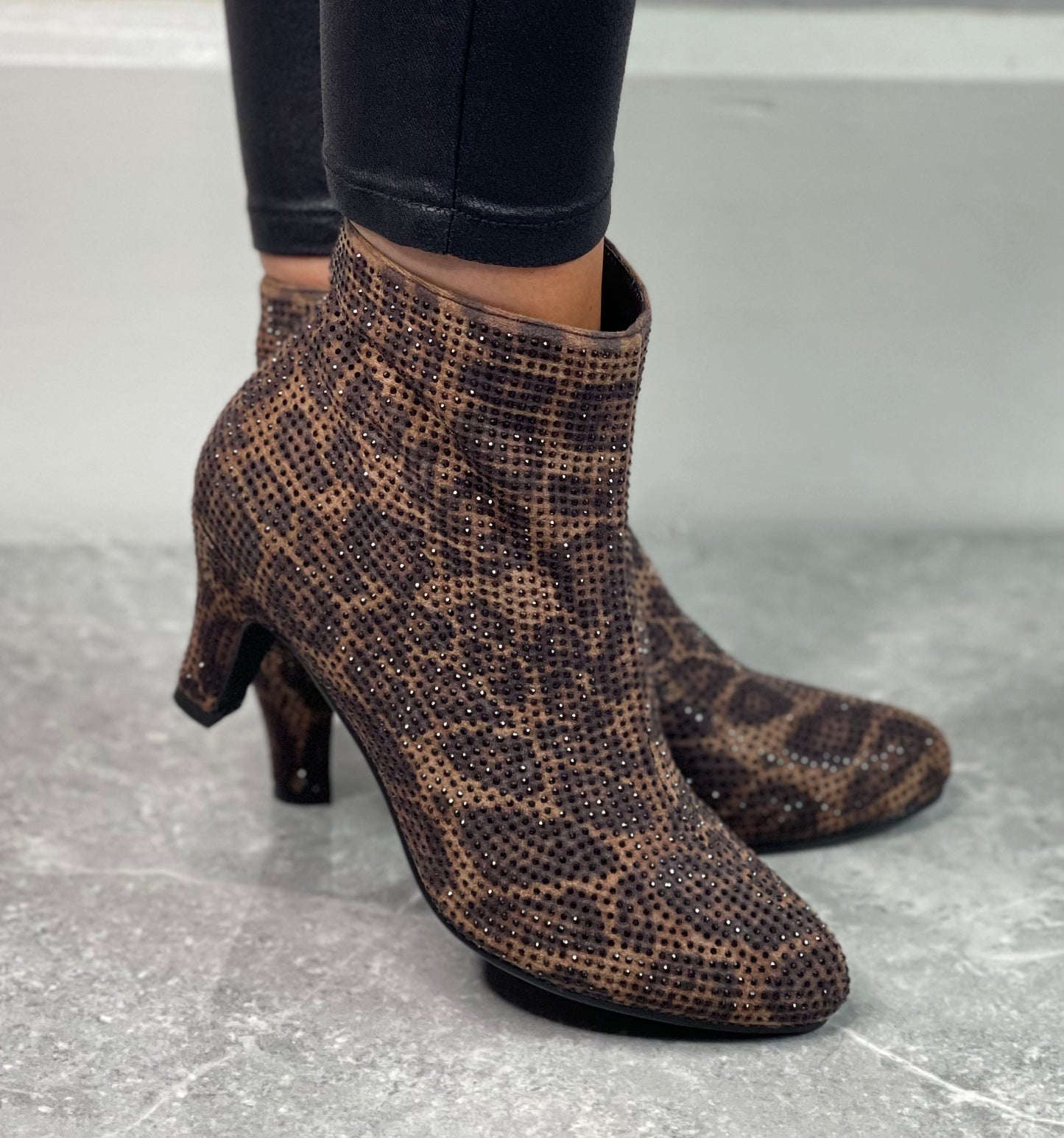 Redz - Leopard Print Embellished Boot