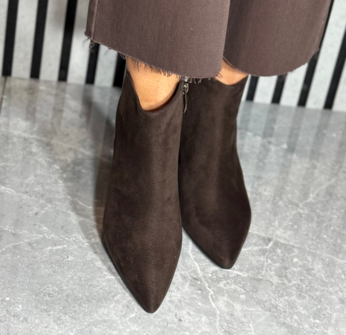 Tamaris - Mocca Block Heel Faux Suede Ankle Boot