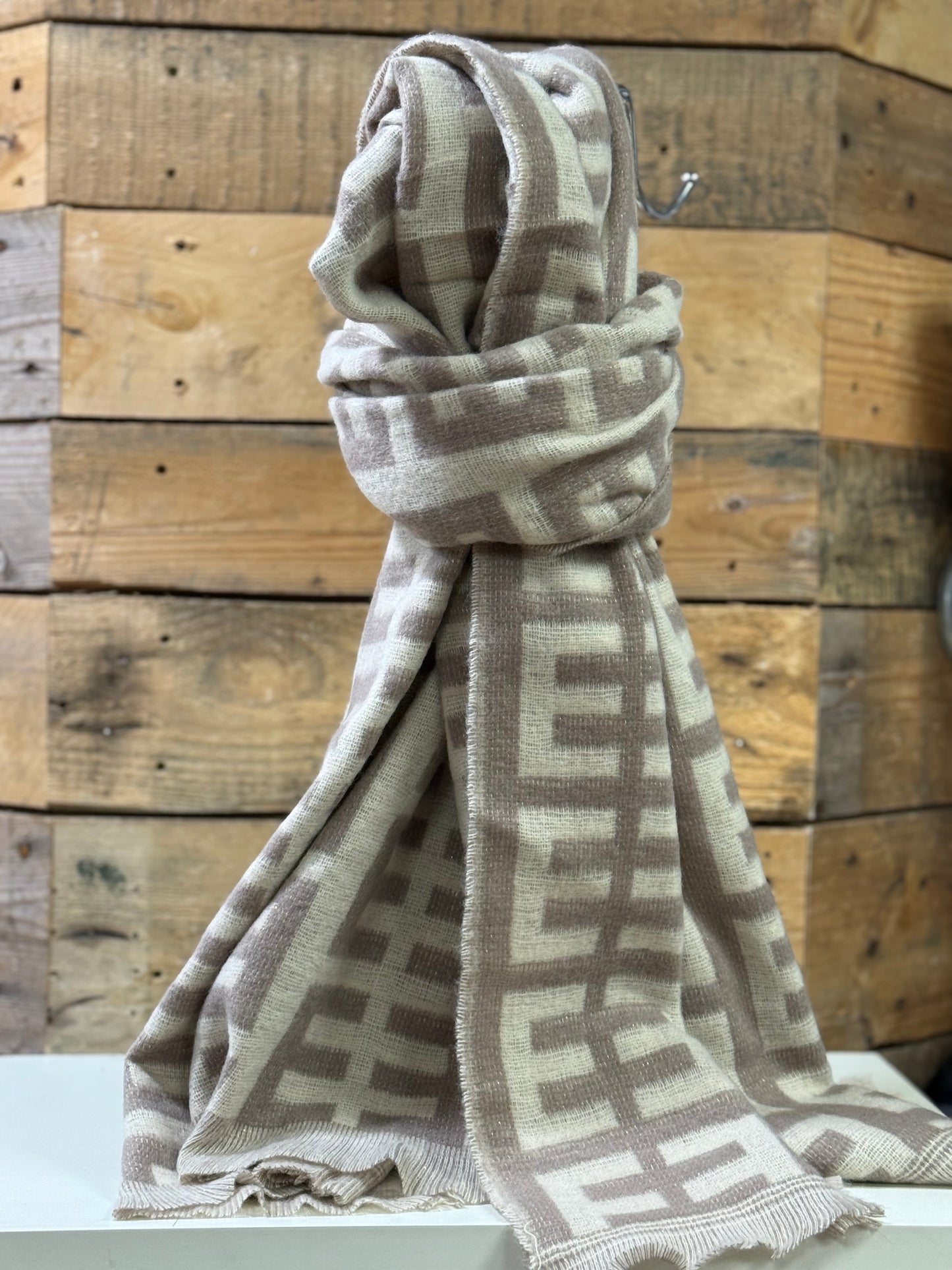 hannah k - Beige/Cream Detailed Scarf