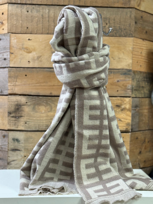 hannah k - Beige/Cream Detailed Scarf