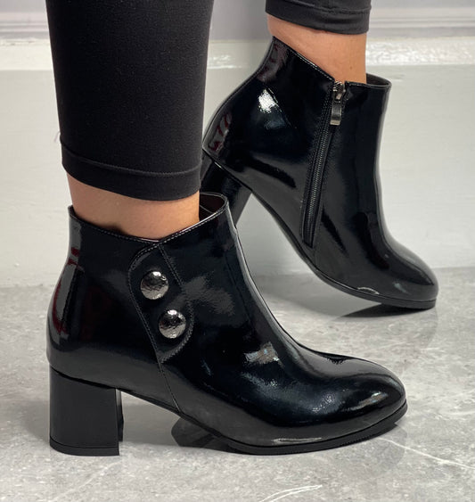 Lunar - 'Tegan' Black Patent Ankle Boot