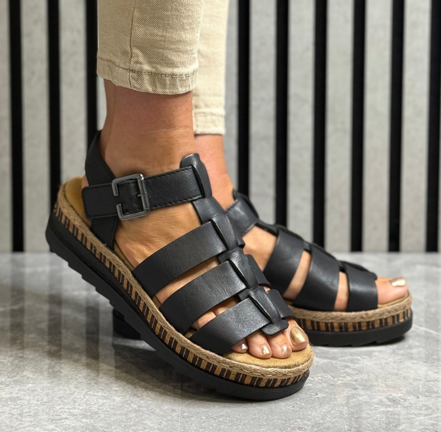 Rieker - Black Leather Sandal