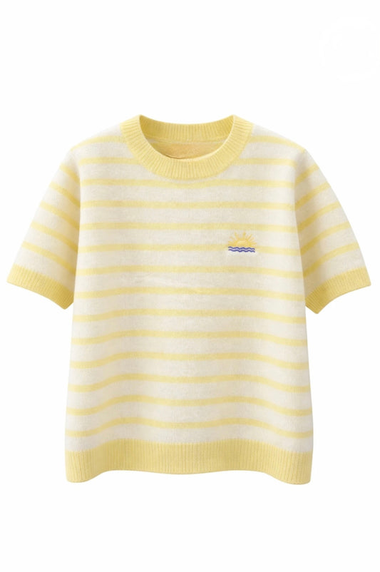 Lemon/White Stripe S/S Knit
