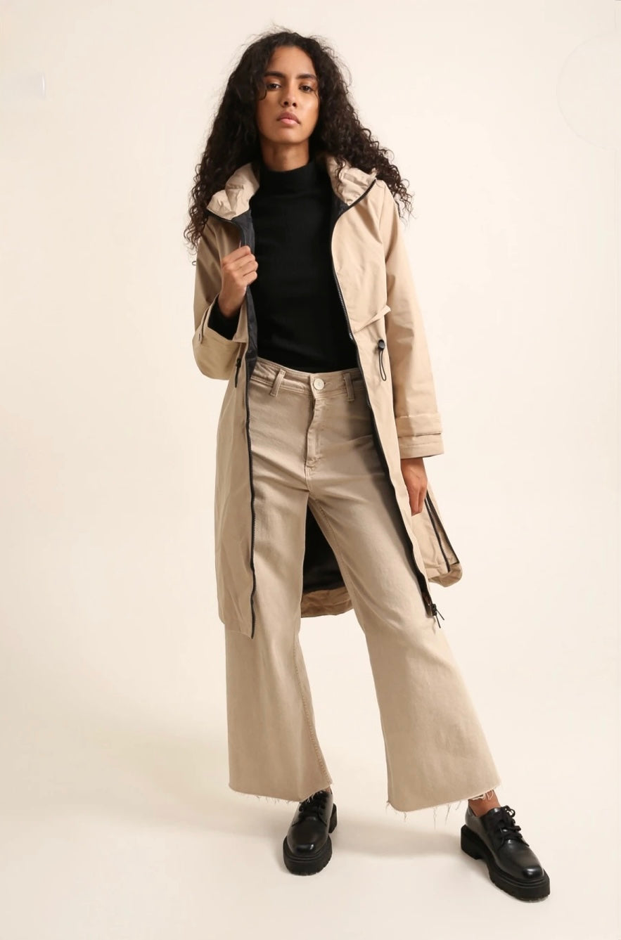 Beige Long Raincoat