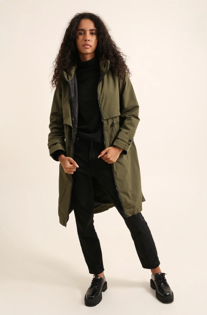 Khaki Long Raincoat