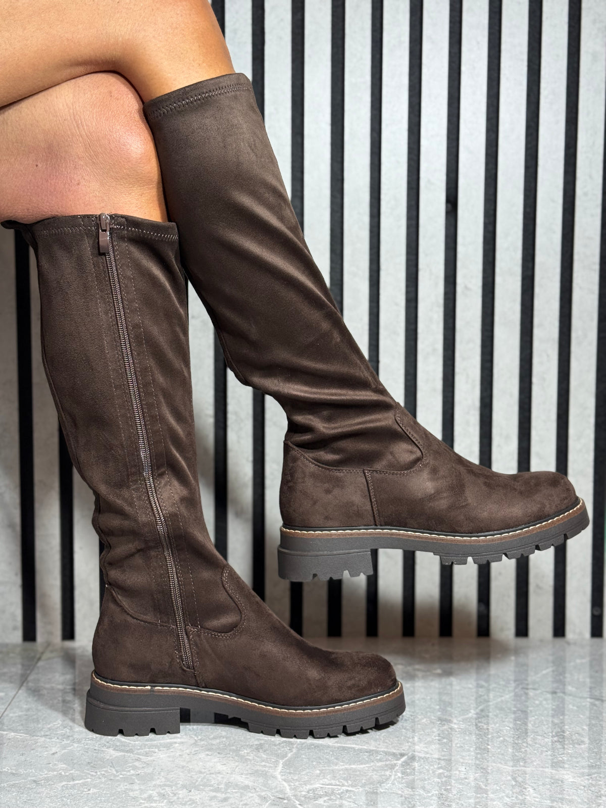Redz - Brown Faux Suede Long Boot