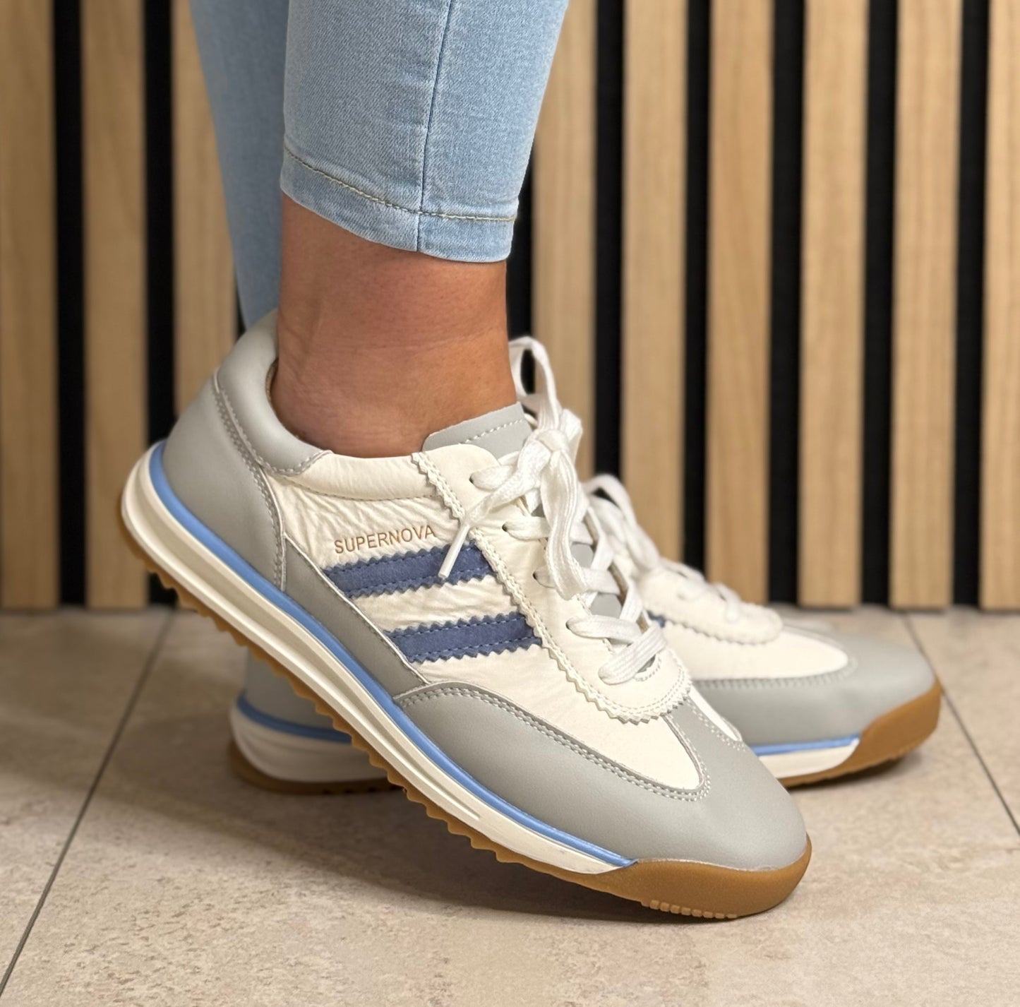Drilleys- 'Seventy Three' Tissue Blue Stripe Trainer