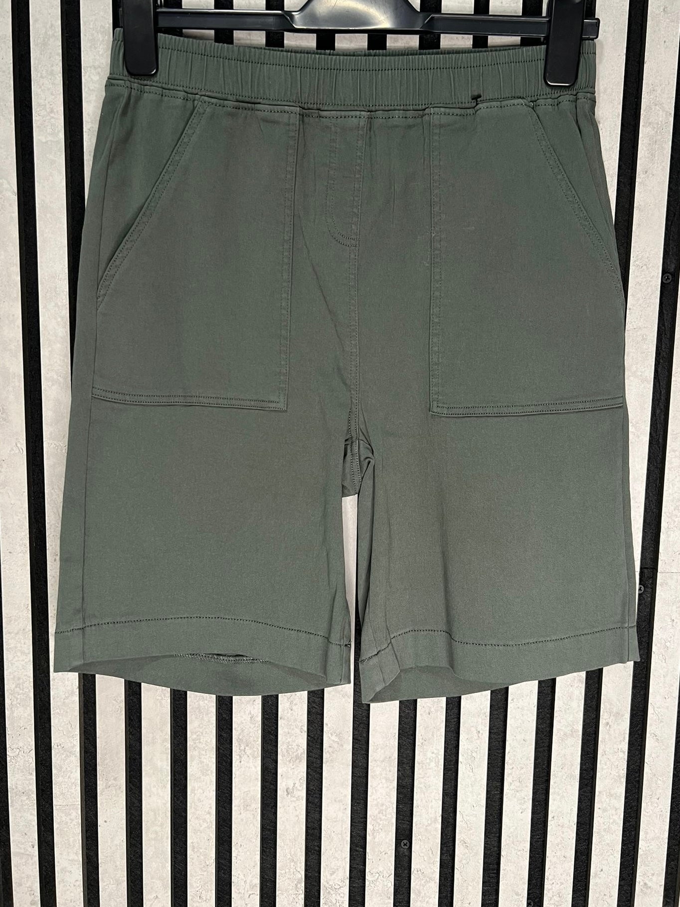 Khaki Cotton Washed Stretch Short