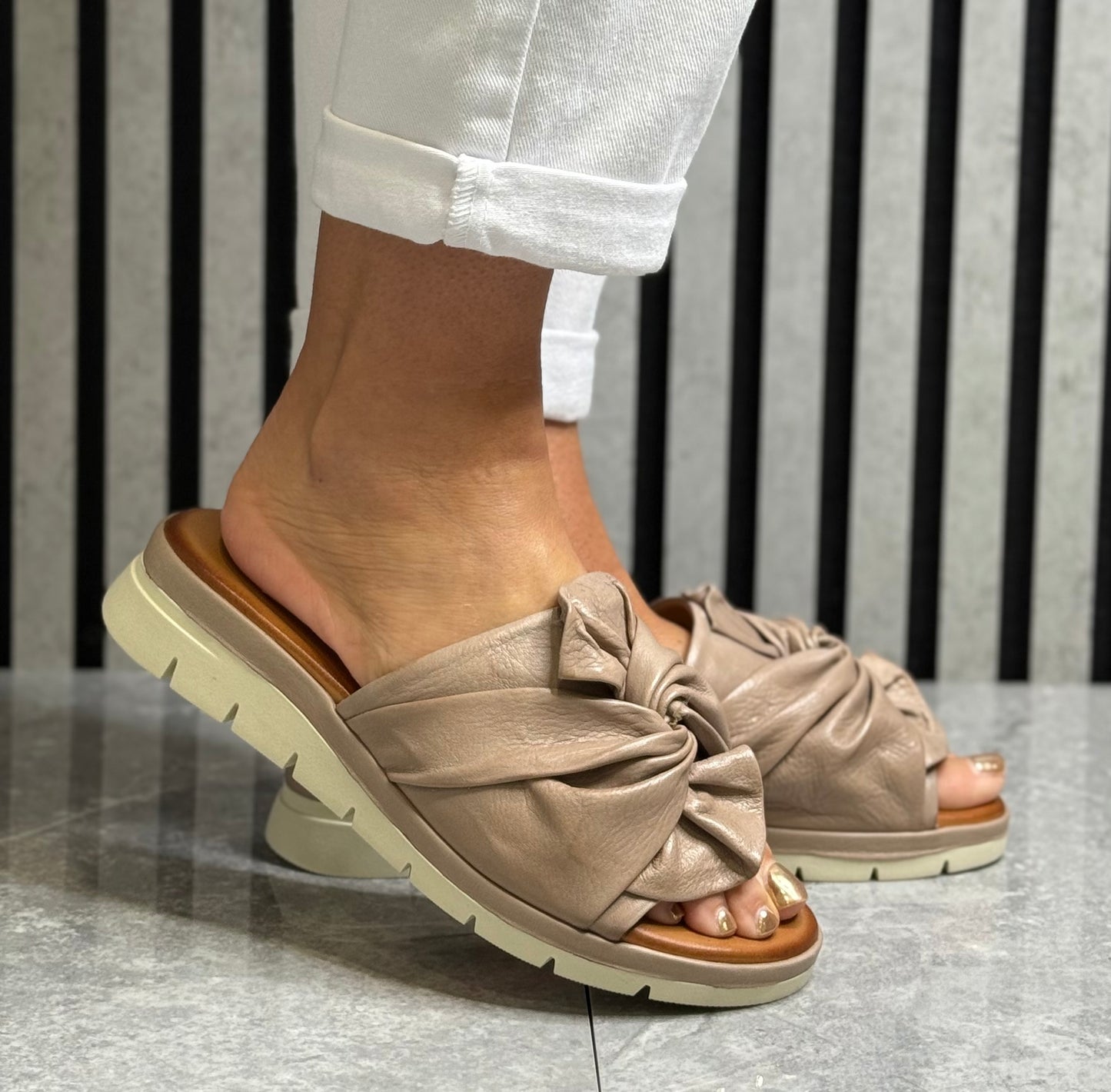 Modella - ‘Isla' Mushroom Leather Sandal