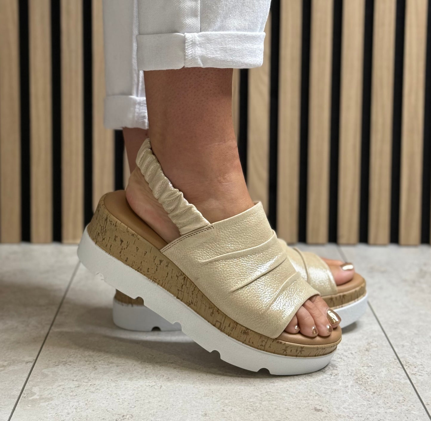 Lotus - 'Jessie' Gold Platform Sandal