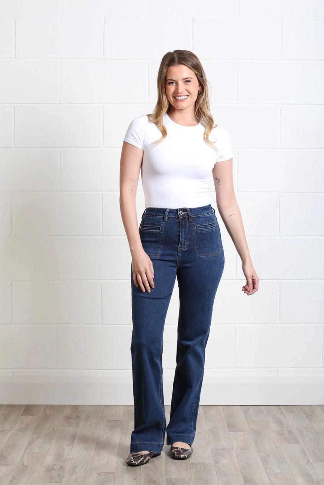 Rant & Rave - 'Ada’ Mid Ink Wide Leg Jean