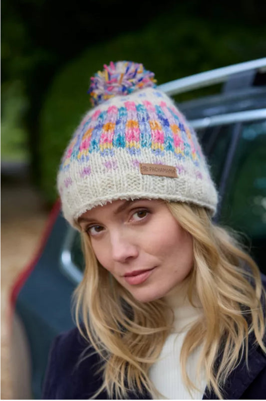 Pachamama  - ‘Arundel’ Oatmeal Bobble Beanie Hat