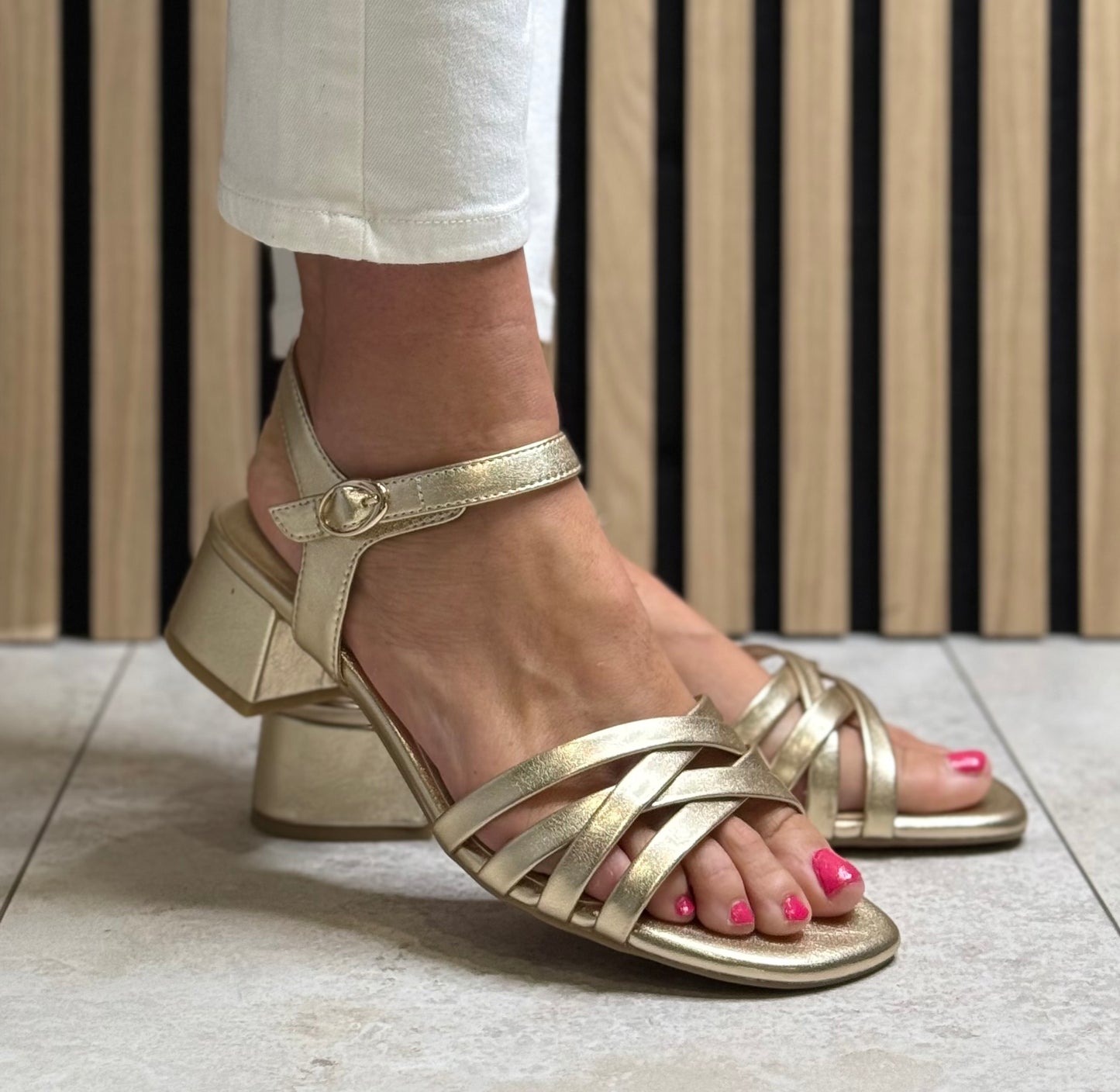 Jana - Gold Strap Sandal