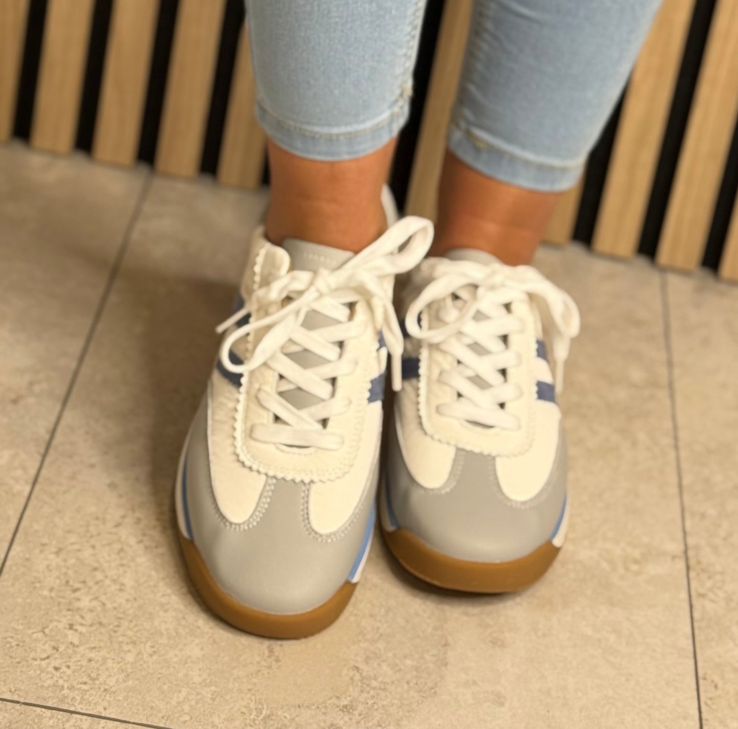 Drilleys- 'Seventy Three' Tissue Blue Stripe Trainer