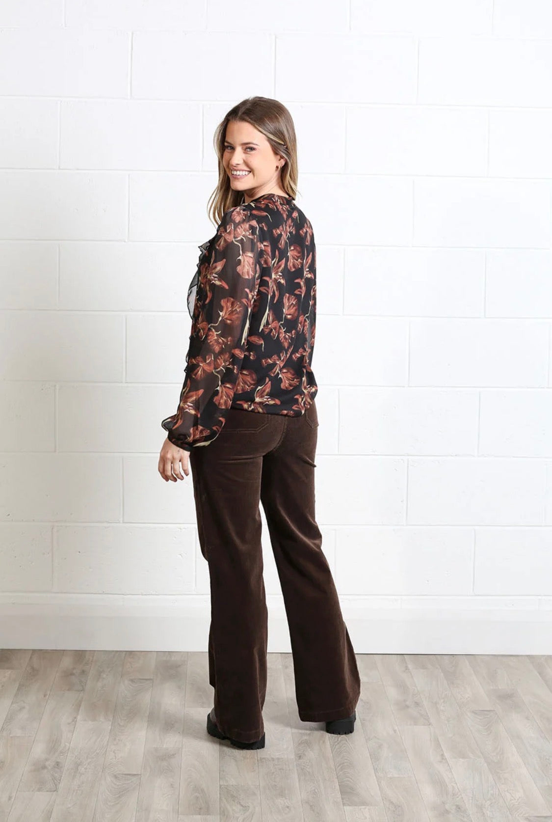 Rant & Rave - Anna Black Frill Top