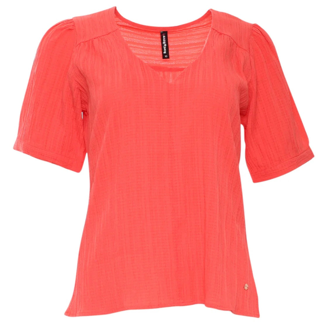 Rant & Rave - ‘Betsy’ Coral V Neck Top