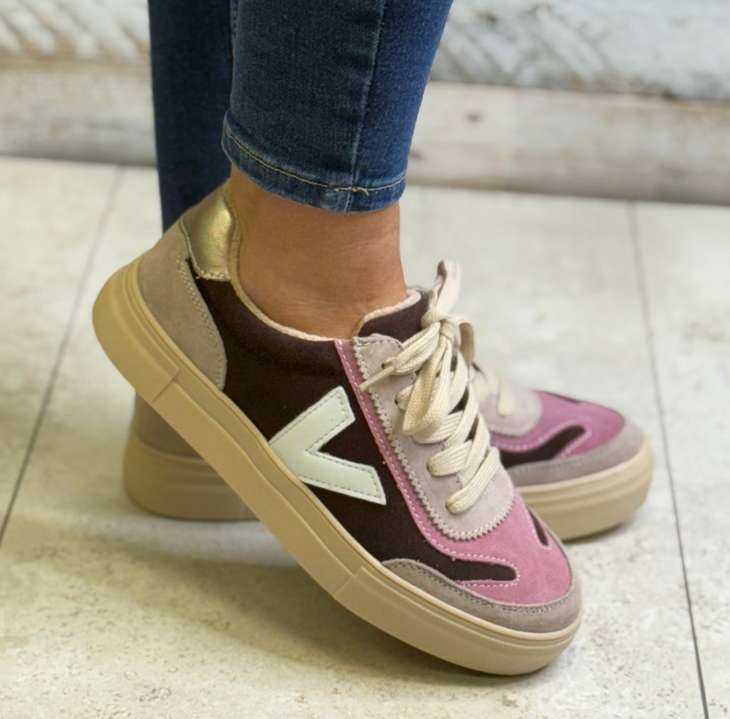Drilleys- 'Eighty' Burgundy Mix Platform Trainer