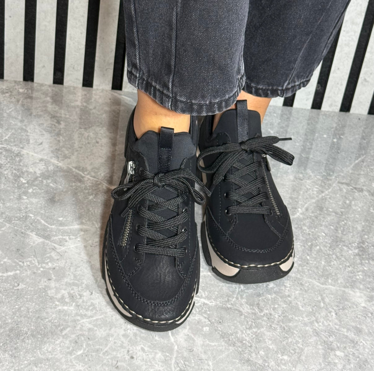 Rieker - Black Slip On Trainer