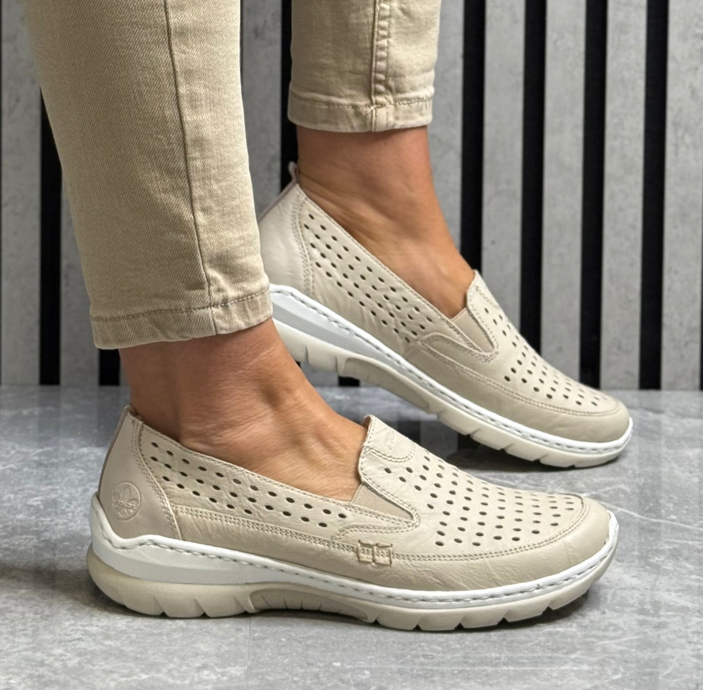 Rieker - Beige Leather Loafer
