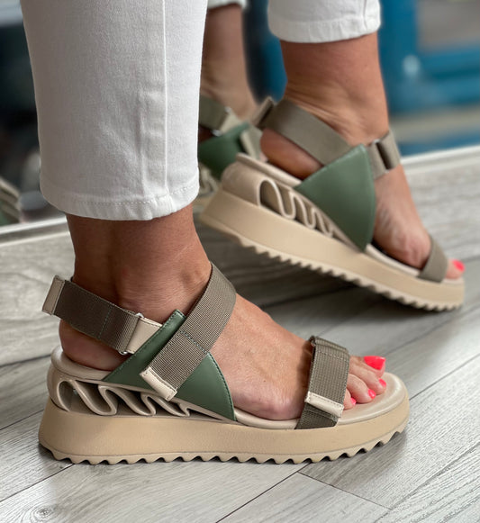 Una Healy - 'Love Will Never' Army Green Sandal
