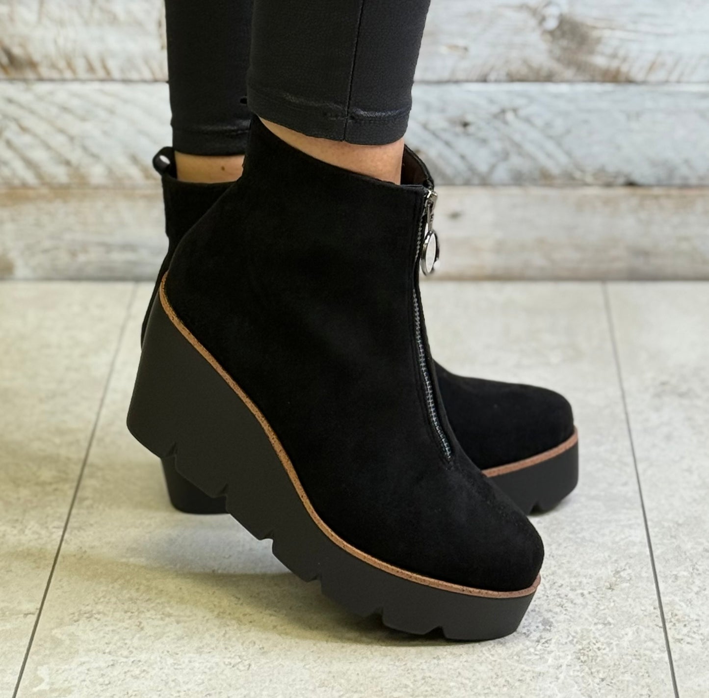 Hannah K - Black Wedge Platform Boot