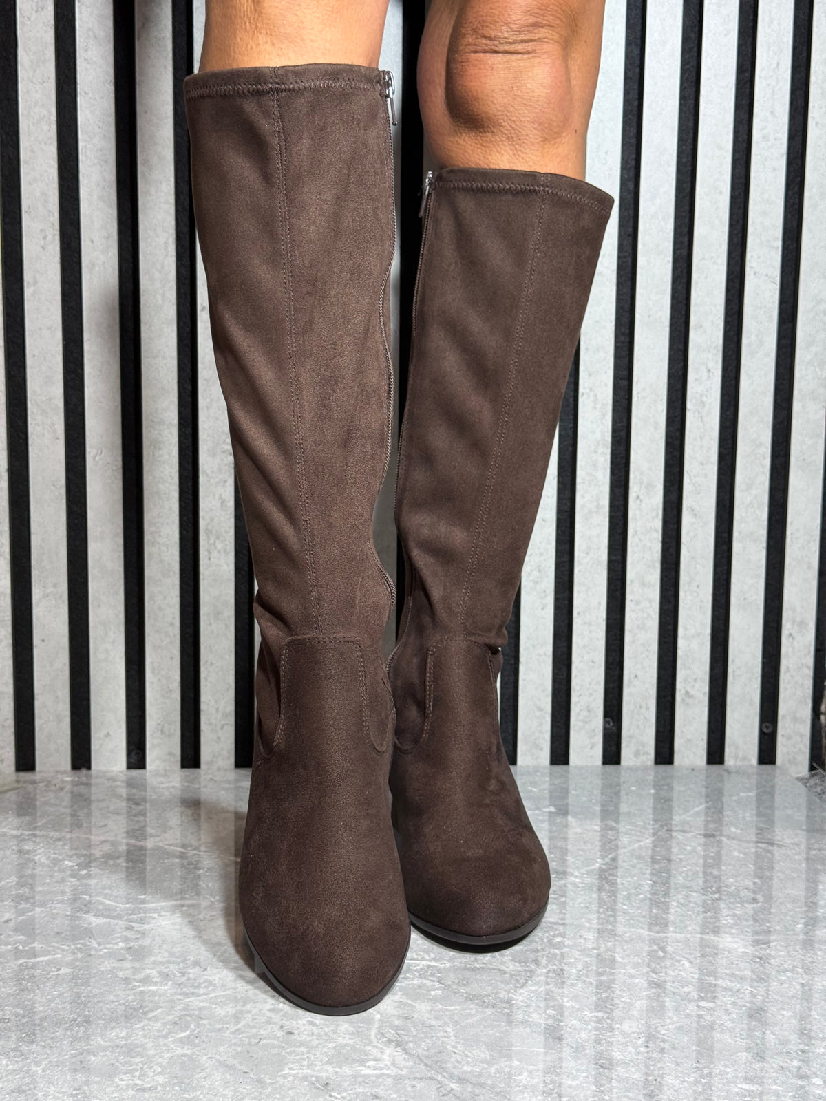 Jana -  Mocca Faux Suede Long Boot