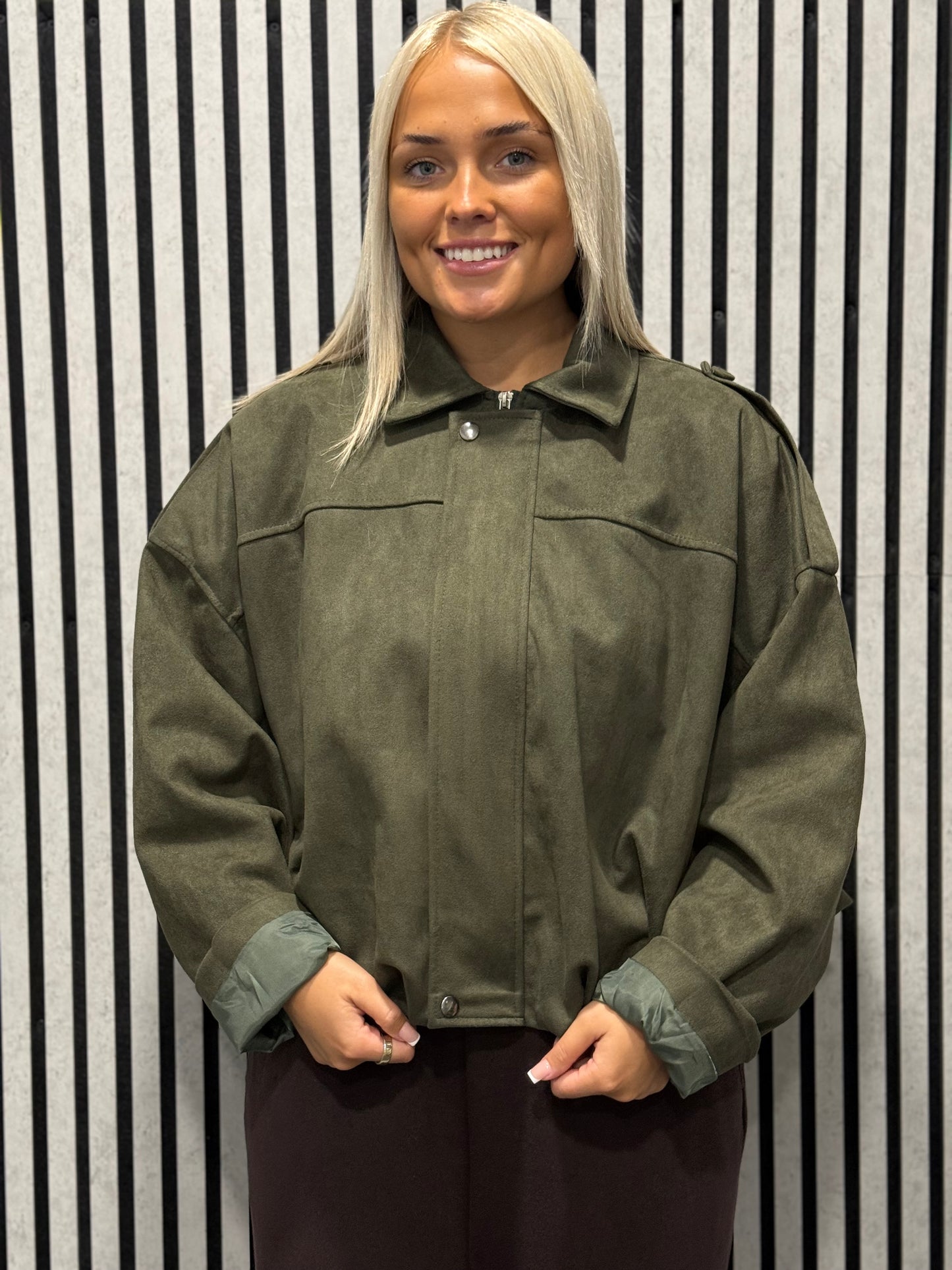 Khaki Puffed Bomber Jacket