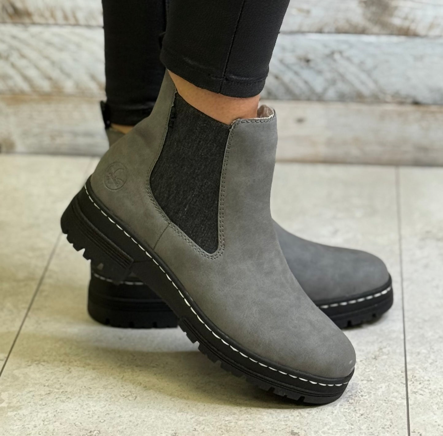 Rieker - Grey Fleece Lined Chelsea Boot