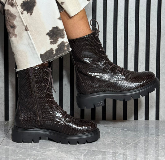 Wonders - A-4313 Dark Brown Detailed Leather Boot