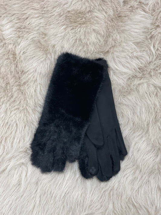 hannah k - Black Faux Fur Glove.