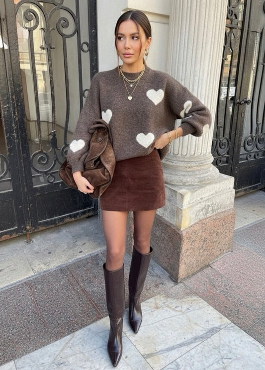 Light Maroon Heart Pattern Knit