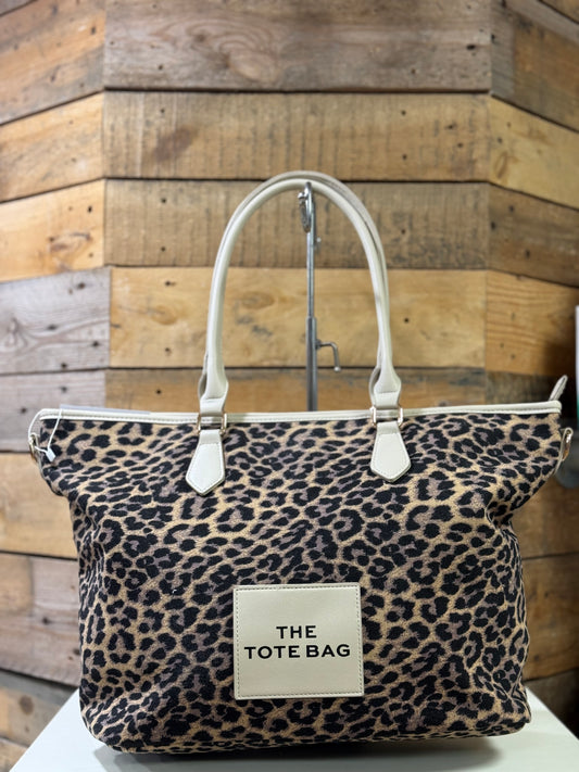 hannah k - 'Bronagh' Beige Leopard Large Canvas Tote