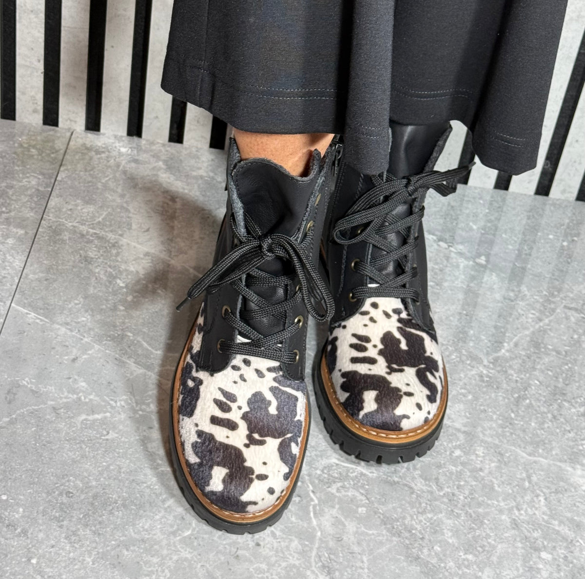 Rieker - Cow Print Detail Boot