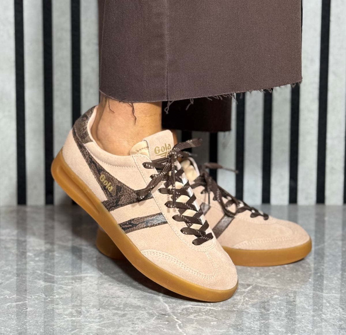 Gola - 'Cyclone Snake' Cameo/Root/Gum Sole Trainer