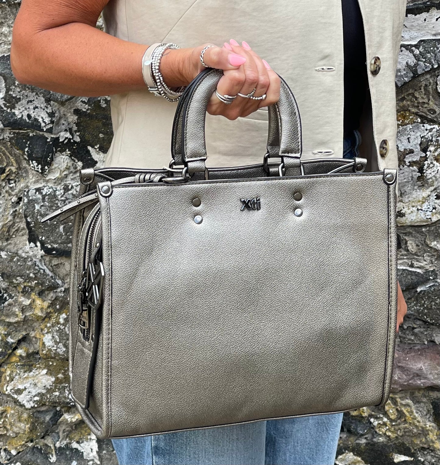 Xti -  Pewter Satchel Handbag