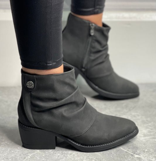 Blowfish - 'Riley' Dark Grey Nubuck Ruched Ankle Boot