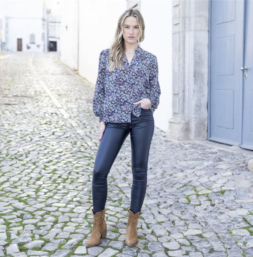 Marble - Teal/Navy Relaxed Fit Printed Blouse